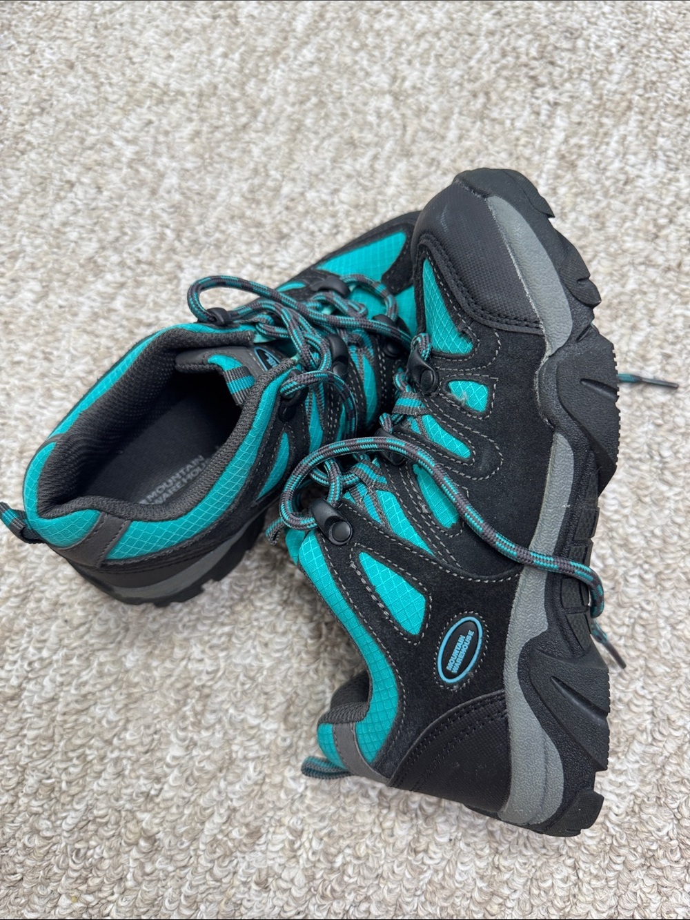 Kids Turquoise and Black Outdoor Trail Sneakers - Lightweight Adventure Shoe